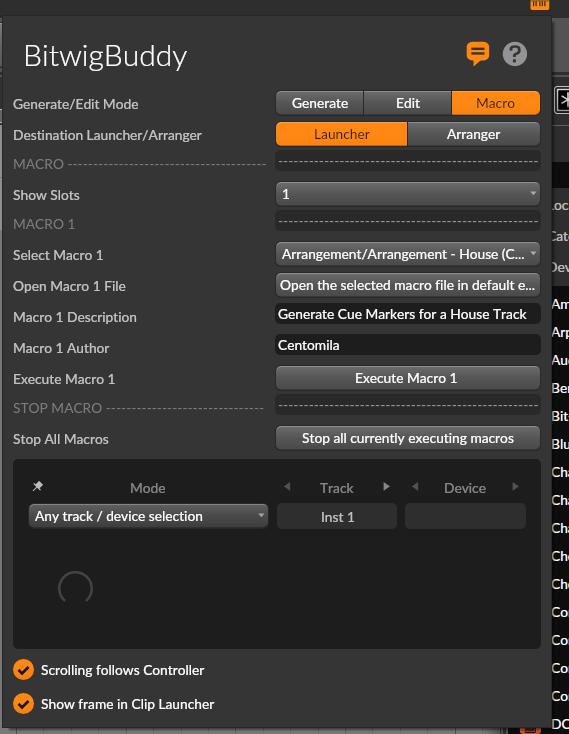 Macro Mode Panel