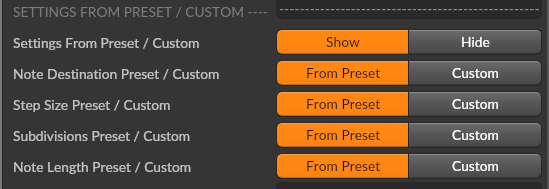 Settings From Preset/Custom